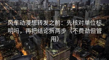 风车动漫想转发之前：先核对单位标明吗，再把结论拆两步（不费劲但管用）