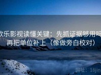 欧乐影视读懂关键：先抓证据够用吗，再把单位补上（像做旁白校对）